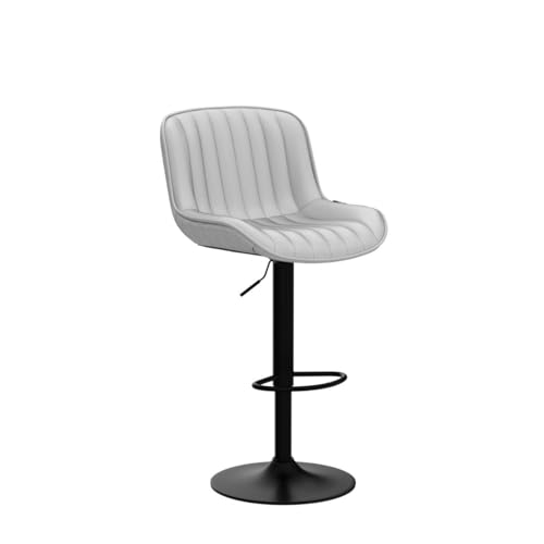 WKGZ INVESTCO Set of 2 Adjustable Swivel Counter Height Bar Stools with Back - Grey PU Leather