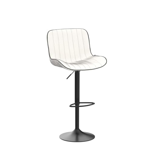 WKGZ INVESTCO Adjustable Swivel Bar Stools Set of 2 - Mid Century Upholstered Kitchen Island Chairs in White