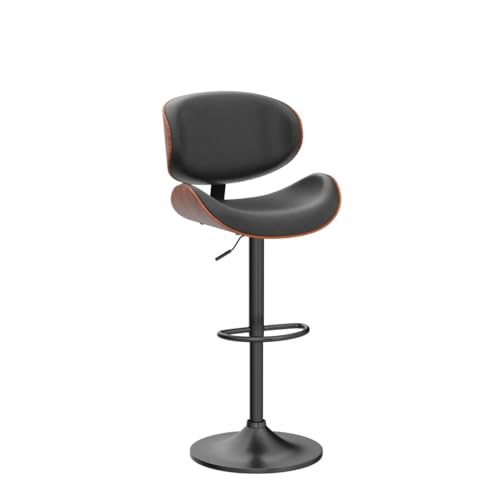 Black PU Leather Adjustable Swivel Bar Stools for Kitchen & Dining (Set of 2)