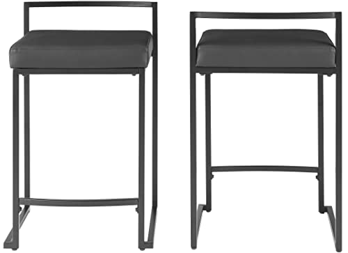 Crosley Harlowe Matte Black Counter Height Bar Stools, Set of 2