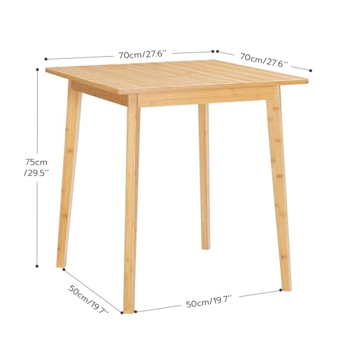 HOOBRO 27.6 Bamboo Square Dining Table for 2 - Versatile for Small Spaces, Easy Assembly, Ideal for Dining Room, Living Room, Kitchen, and Office