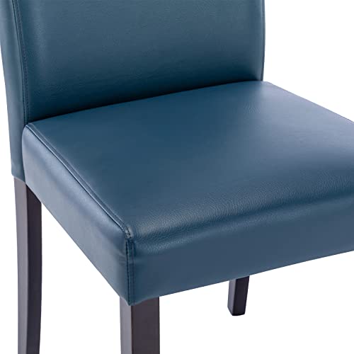 Blue Upholstered Armless Dining Chair Set, 2pcs - Kitchen & Dining Room
