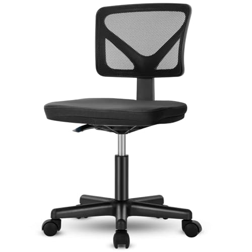 Elevon Armless Ergonomic Desk Chair - Adjustable Rolling Mesh Chair for Small Spaces