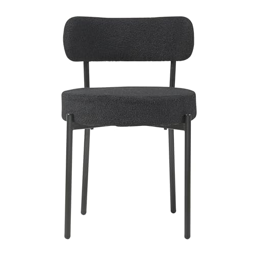 Modern Boucle Dining Chair with Black Metal Legs (Set of 4)