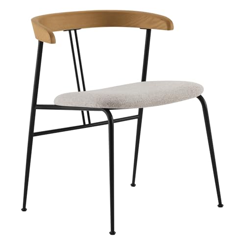 Modern Dining Chairs Set of 4 with FSC Certified Wood Back and Metal Legs in Oatmeal