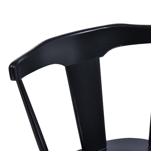 Mid Century Black Wooden Dining Chairs Set of 2 for Kitchen & Dining Room