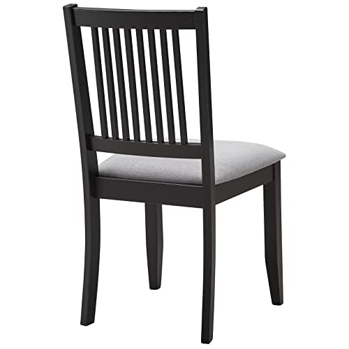 2-Piece Black Upholstered Wooden Farmhouse Dining Chair Set