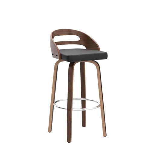 Set of 2 Swivel Bar Stools with Low Back and Cushion Seat, 24.6 Height (Black)