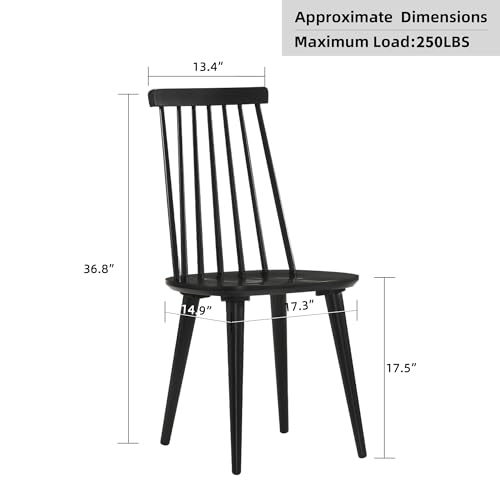 DUHOME Set of 2 Black Spindle Dining Chairs for Kitchen and Dining Room