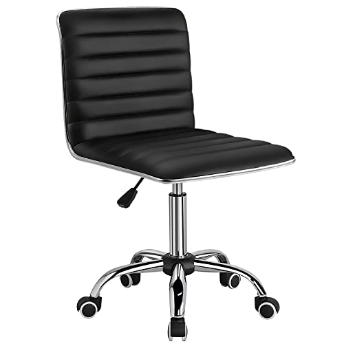 Mid-Back Leather Swivel Chair for Makeup and Computer Desk
