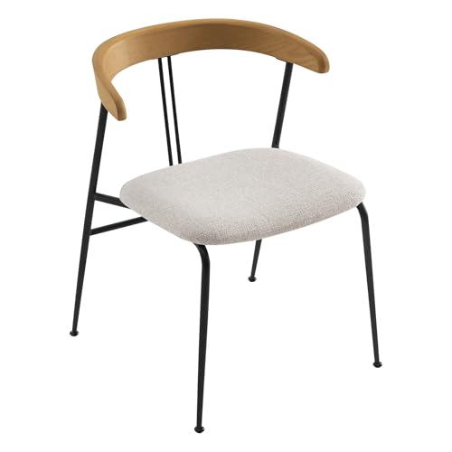 Modern Dining Chairs Set of 4 with FSC Certified Wood Back and Metal Legs in Oatmeal