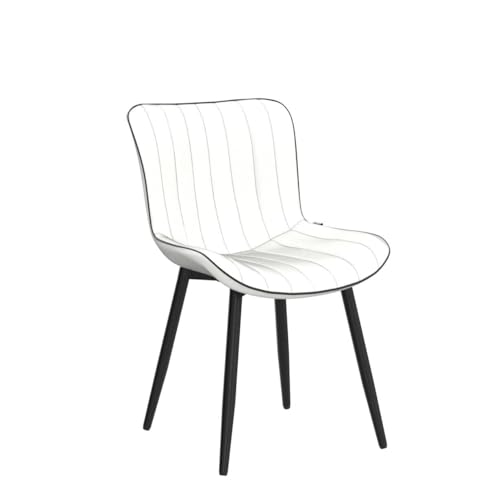 WKGZ INVESTCO Set of 2 White Upholstered Mid-Century Modern Dining Chairs with Metal Legs