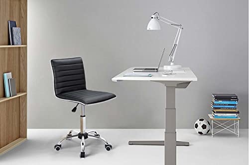 Mid Back Leather Swivel Office Chair for Makeup Room or Computer Desk