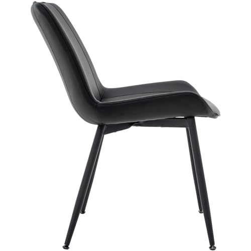 Brage Modern Black PU Dining Chairs with Metal Legs