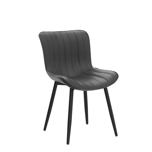 WKGZ INVESTCO Set of 2 Black Upholstered Mid Century Modern Dining Chairs with Metal Legs
