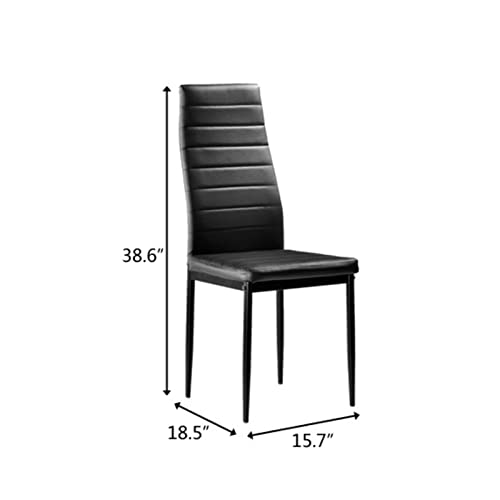 Karl Home Black Dining Chair Set of 4 - Curved Leather Dining Chairs for Kitchen and Living Room, 300lbs Capacity