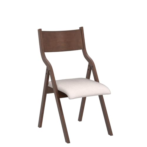 Set of 2 Modern Upholstered Folding Chairs for Kitchen Dining - Walnut
