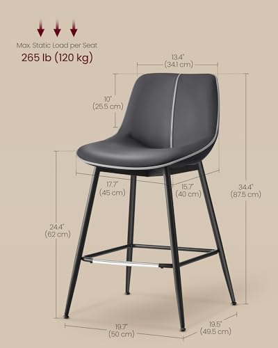 WKGZ INVESTCO Counter Height Bar Stools, 24.4-Inch Tall, Ink Black