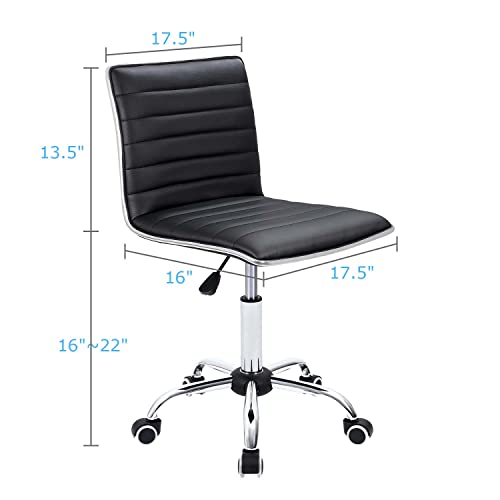 Mid Back Leather Swivel Office Chair for Makeup Room or Computer Desk