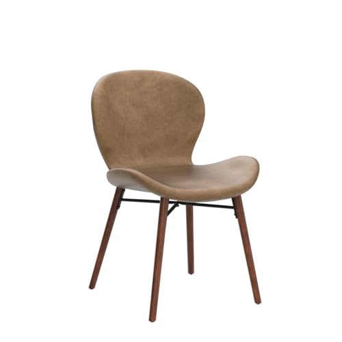 KithKasa Set of 4 Mid Century Modern Faux Leather Dining Chairs with Walnut Legs, Brown