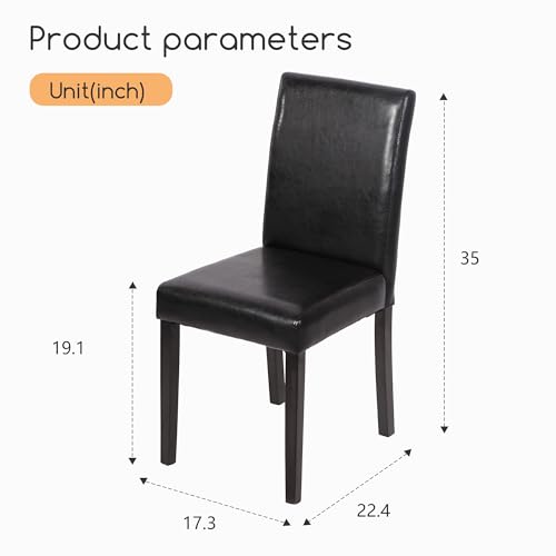 Set of 4 Upholstered PU Leather Dining Chairs for Home Kitchen Restaurant
