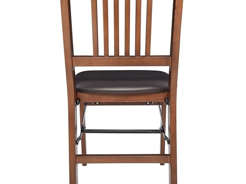 WKGZ INVESTCO Set of 2 Walnut Folding Chairs, 300 lbs Capacity, Padded Vinyl, Fold to 8