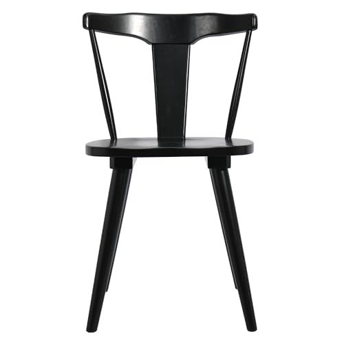 Mid Century Black Wooden Dining Chairs Set of 2 for Kitchen & Dining Room