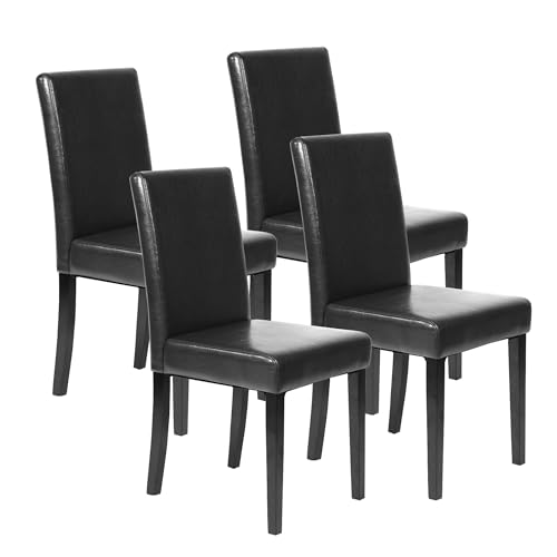 4-Piece Upholstered PU Leather Dining Chair Set for Home and Restaurant