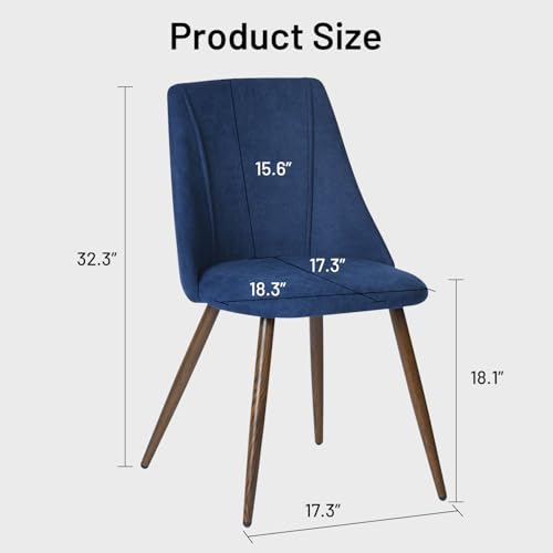 Set of 2 Upholstered Dining Chairs, Dark Blue Accent Chairs for Home and Restaurant