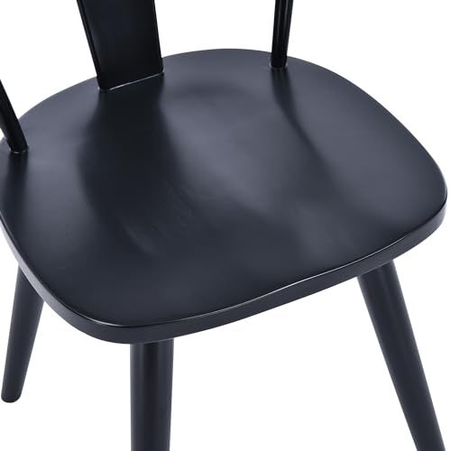 Mid Century Black Wooden Dining Chairs Set of 2 for Kitchen & Dining Room