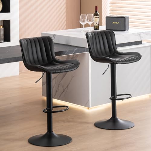 WKGZ INVESTCO 24-Inch Adjustable Black Metal Bar Stools, Kitchen Island Set