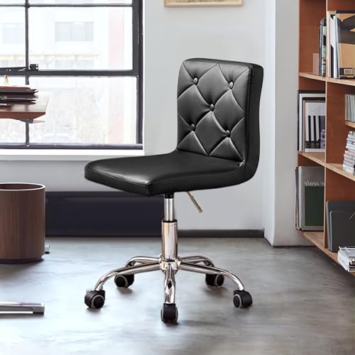 VECELO PU Leather Mid-Back Armless Desk Chair - Adjustable Height & 360° Swivel for Home Office