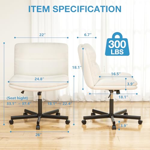 YOMT Armless Ergonomic Office Chair with Adjustable Height and U-Shaped Cushion