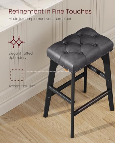 Set of 4 Counter Height Saddle Bar Stools for Kitchen Island - Ink Black