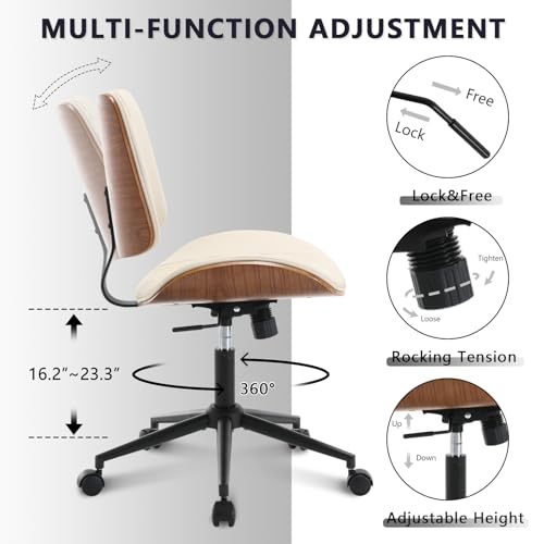 Armless Office Chair with Wheels and Adjustable Height