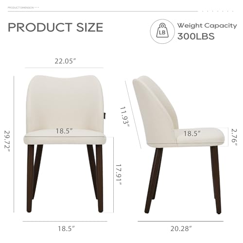 COLAMY Set of 2 Modern Upholstered Dining Chairs with Padded Seat and Wood Legs, Beige