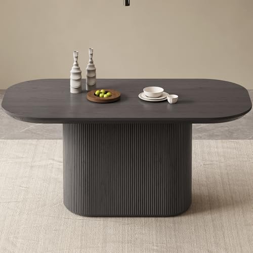 Dark Grey Oval Dining Table for 6 - Modern Kitchen and Living Room
