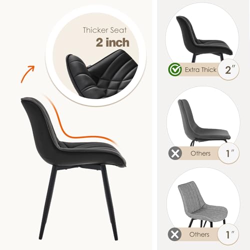 Modern Black Dining Chairs Set of 2 for Kitchen and Dining Room