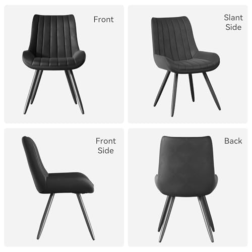 Set of 2 Mid Century Modern Black Dining Chairs with Soft Cushions