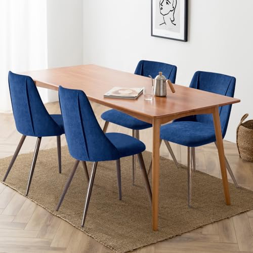Set of 2 Upholstered Dining Chairs, Dark Blue Accent Chairs for Home and Restaurant