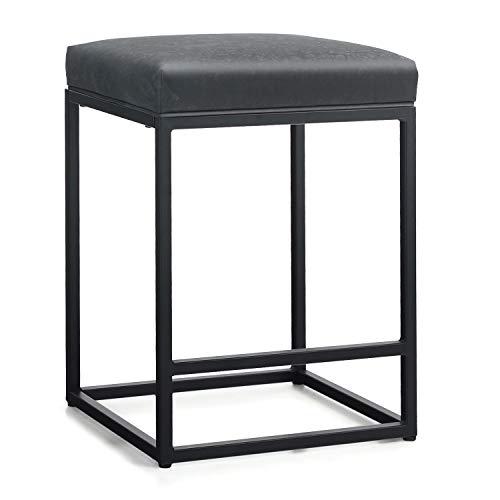 MAISON ARTS Black 24 Backless Bar Stools for Kitchen Island