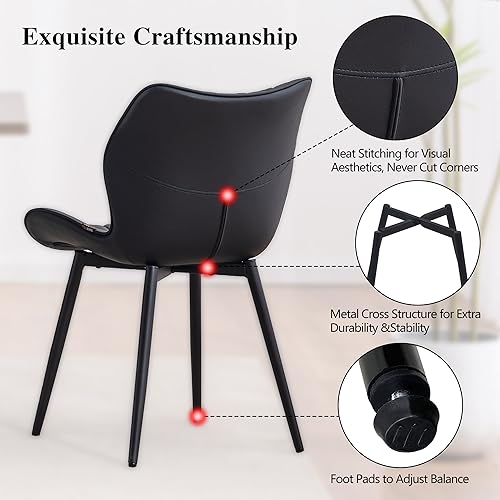 YOUNIKE Black Faux Leather Adjustable Dining Chair Set
