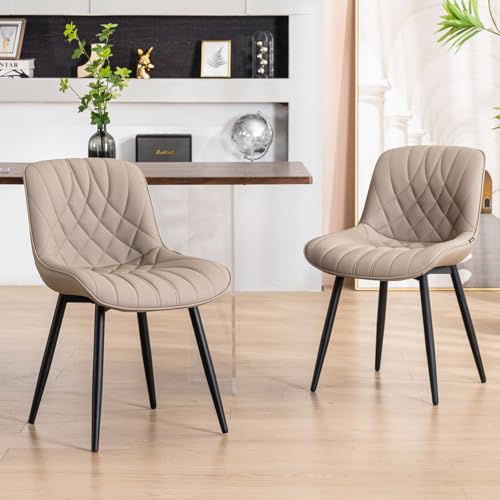 Mid Century Modern Khaki Dining Chair Set of 2