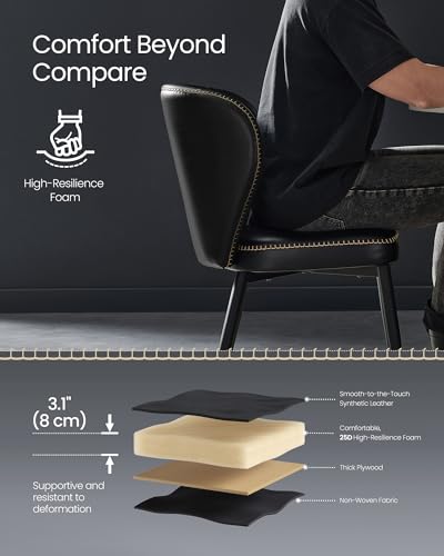 Mid-Century Modern Dining Chairs Set of 4 - Upholstered Kitchen Chairs with Comfortable Seat and Easy Assembly in Ink Black