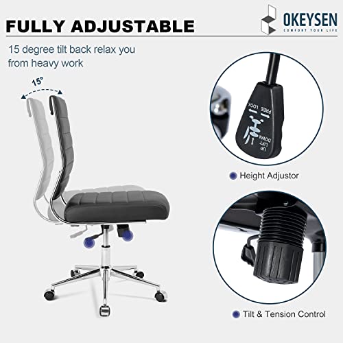 Okeysen Armless Mid Back Leather Office Chair for Conference Rooms