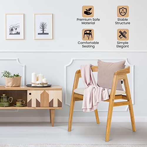 Bamboo Accent Chair with Comfy Cushion for Living Room, Bedroom, Dining Room