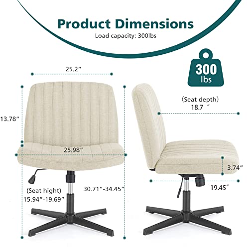 Armless Swivel Fabric Desk Chair for Home Office - OLIXIS