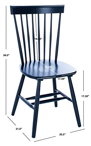 Farmhouse Navy Blue Wooden Dining Chair Set of 2 by Safavieh