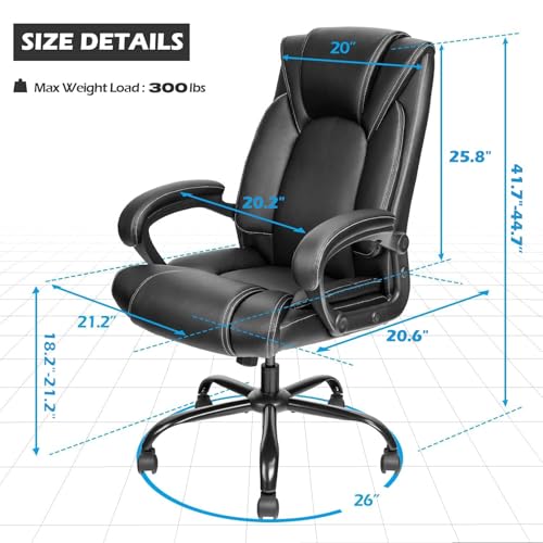 OUTFINE Ergonomic Executive Office Chair with Hydrolysis-Resistant Leather and Tilting Function in Black