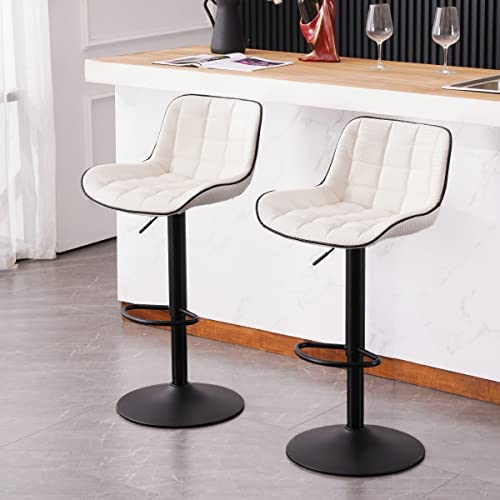 WKGZ INVESTCO Set of 2 Modern Adjustable Black Bar Stools with Back for Kitchen Islands